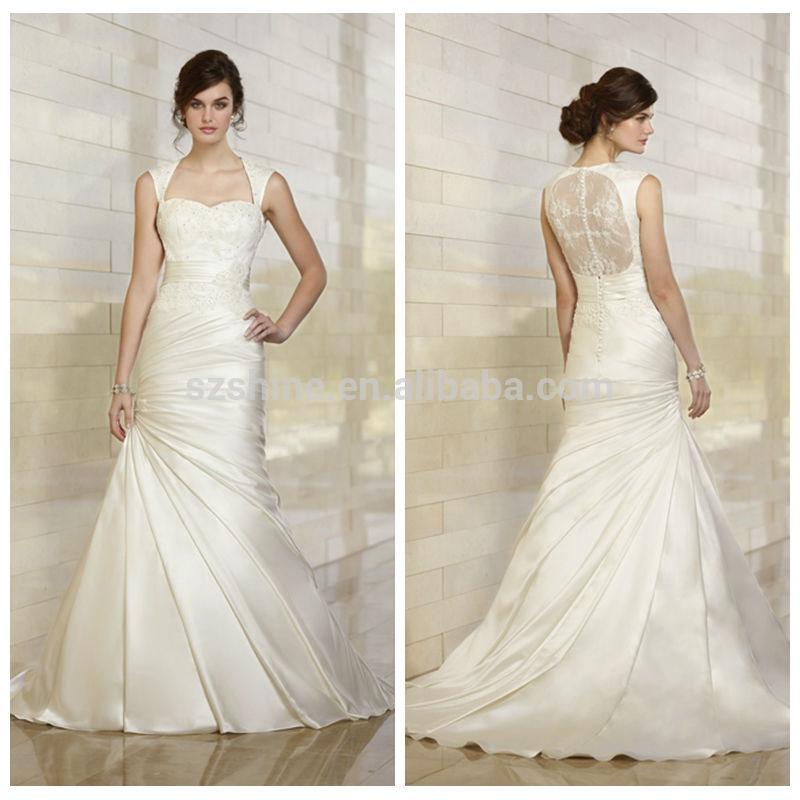 ywd11178 fantasia mangas full back cetim vestidos de casamento muçulmano 2013 fotos