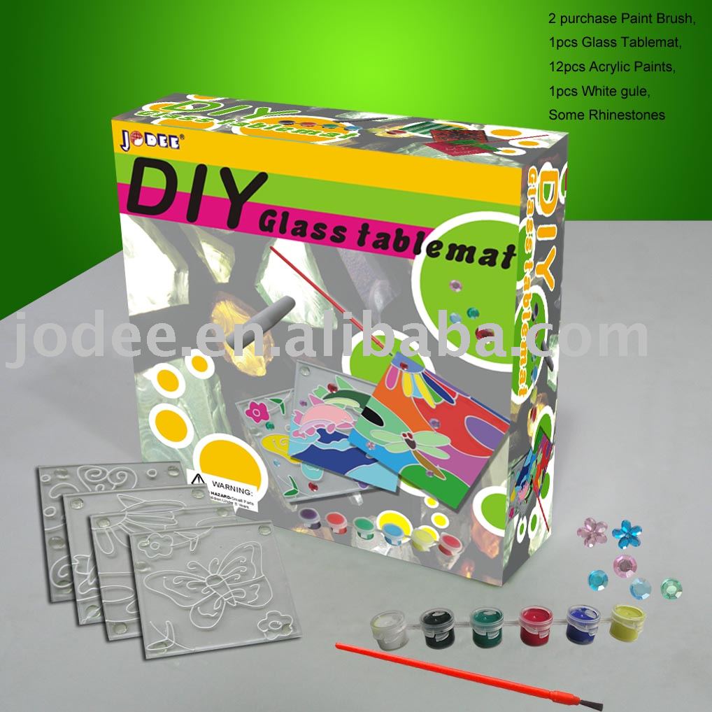 Crafts kids kids on color  paint glass painting Glass tablemat DIY > for glass with painting