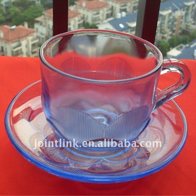 glass coffee cup and saucer