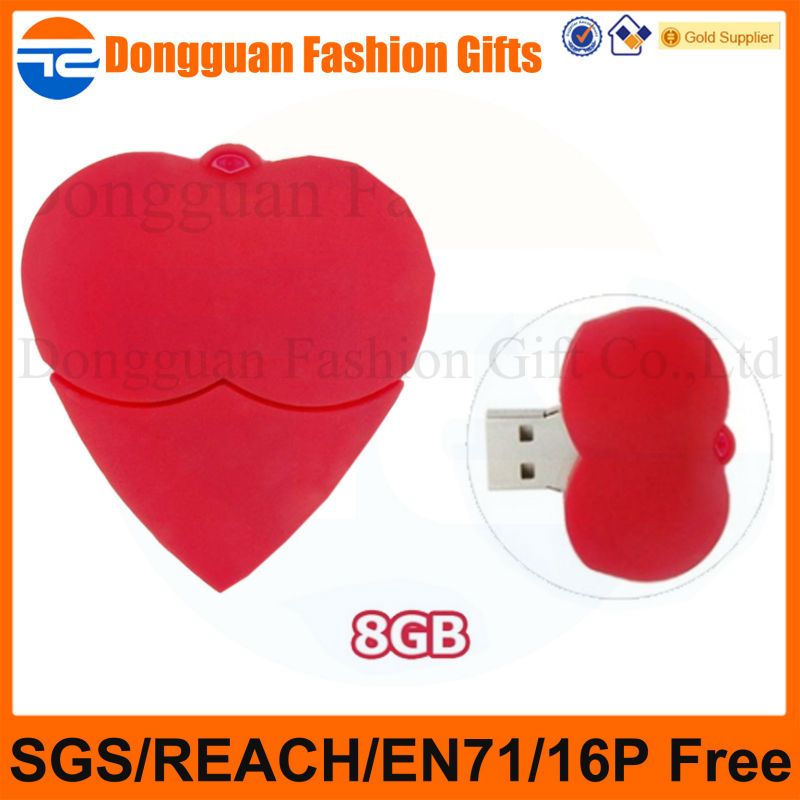 حار بيع القلب-- على شكل 8gb البلاستيكية المخصصة usb فلاش حملة، معظم 8gb الهدايا الترويجية الحملة الخاطفة، هدية الزفاف