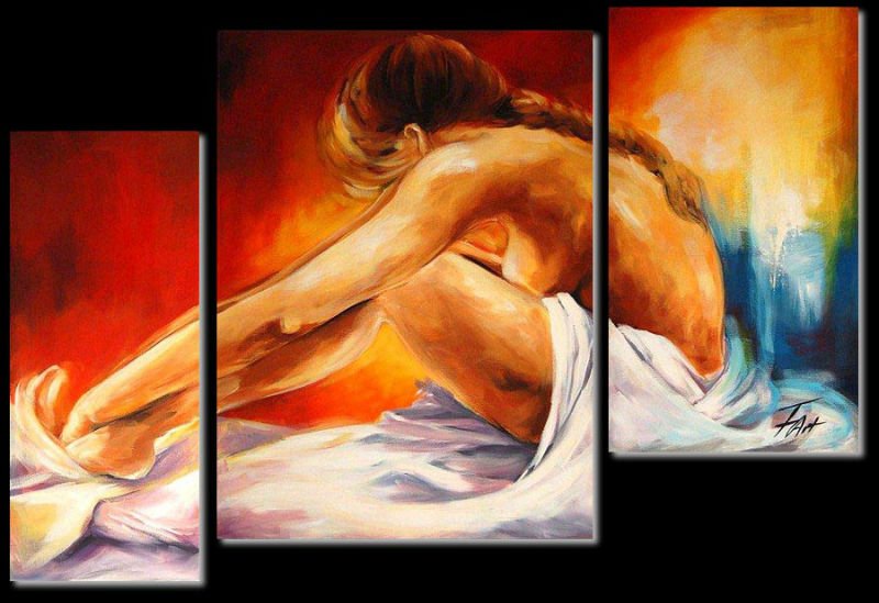 Popular decorative nude girl group oil painting