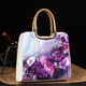 2013 flower print japanned leather bag oil painting shaping women's handbag bags laptop messenger bag