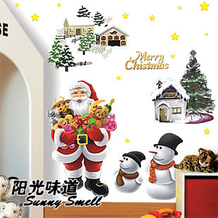 FREE SHIPPING Xy8059 snowman christmas decoration wall stickers window stickers glass stickers(China (Mainland))
