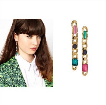 EA-0322 Fashion Women 2013 New Pretty Women Chain Link Imitation Diamond Stud Earrings(Min order=$10)(China (Mainland))