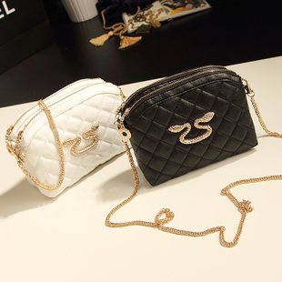 Free shipping bag Bags 2013 women's handbag plaid chain new arrival dual messenger hand take small bags(China (Mainland))