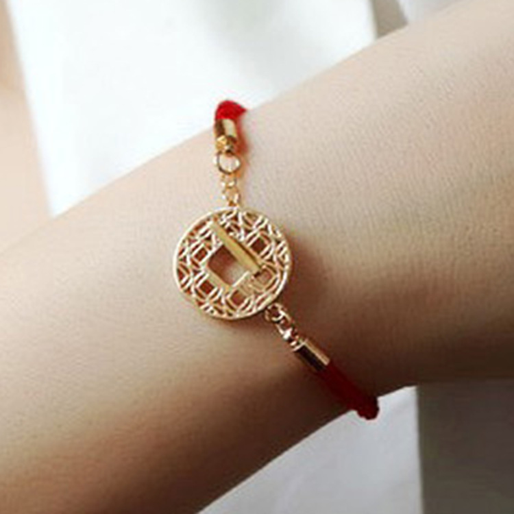 China Coins Lucky Red String Bracelet Korean Fashion Color Retention ...
