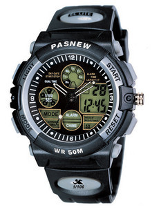 Free shipping Pasnew dual display sports submersible table multifunctional men's electronic watch pse-048b(China (Mainland))