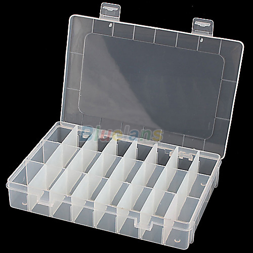 Adjustable 24 Compartment Box Jewelry Earring Tool Container Plastic Storage Case Travel Casket 1J6Z