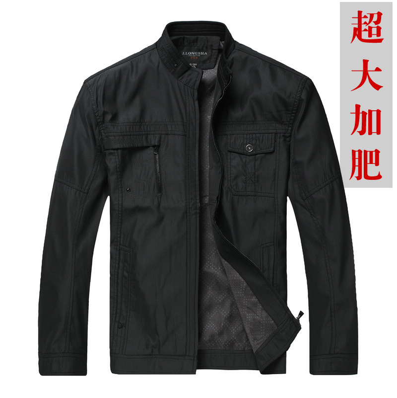 Free shipping mens clothing big jacket spring loose stand collar thin shiny outerwear plus size 4xl