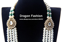 Promotion Gold Plated Vintage Rhinestone Crystal Bridal Pearl Necklace Jewelry DDHPN02