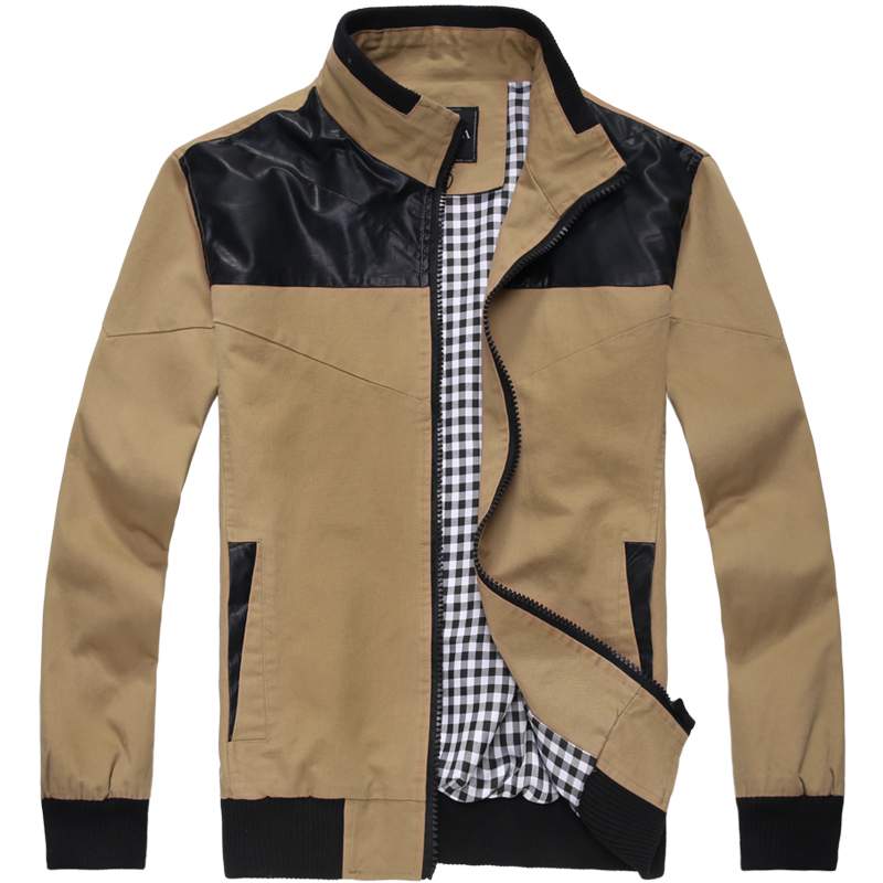 Free shipping spring new arrival men s clothing outerwear stand collar solid xxl tops slim thin