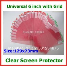 50pcs Free Shipping Universal CLEAR Screen Protector Protective Film 6 inch with Grid Size 129x73mm for