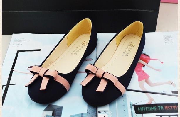Spring and summer new Korean version of the small cute little bow matte leather shoes comfortable