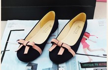 Spring and summer new Korean version of the small cute little bow matte leather shoes comfortable home Japanese sweet flat shoes