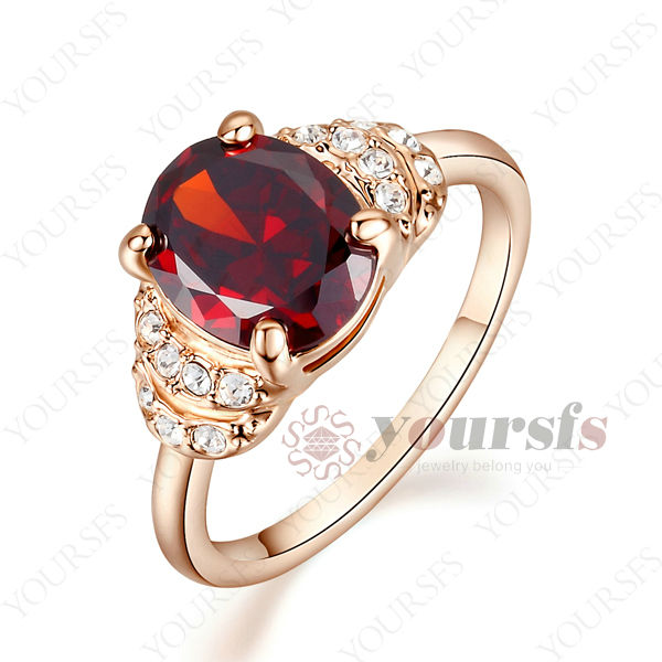 Wholesale 18K Gold Plated Wedding Rings Use Crystal Ruby Engagement Ring 0 3Ct Simulation of Diamond