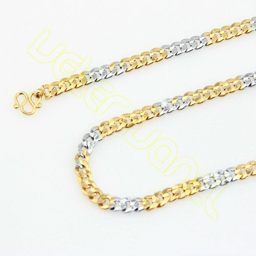 ... Men's Women's 5mm 20inch 18K Yellow White Gold Filled Necklace Flat