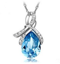 Free shipping 2013 new arrival super shiny big zircon 925 sterling silver female pendant necklaces jewelry wholesale 1pcs/lot