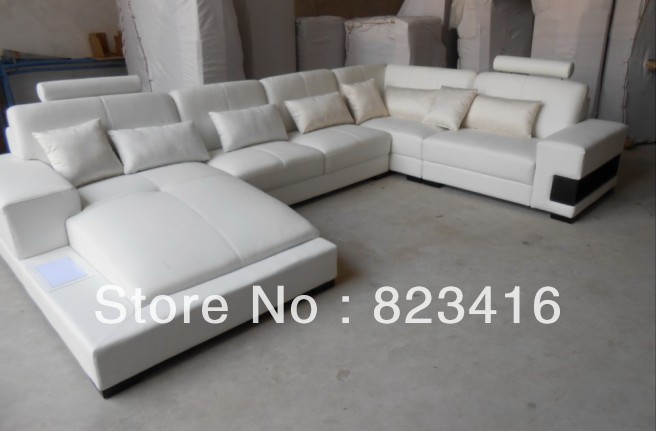 Witte leren banken: u vormige lederen sofa in polen witte leren ... Woonkamer banken leer