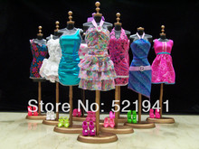 Free Shipping 30items Clothes Shoes Hangers Mix Style Mix Color clothes evening dress For Barbie Doll