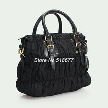 Womens Girls Totes Bags Handbags Black Nylon and Cowhide Leather Party Handbags,Designer Famous Brand
