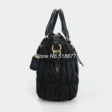 Womens Girls Tote Bags Handbags Black Nylon and Cowhide Leather Party Handbags Designer Famous Brand