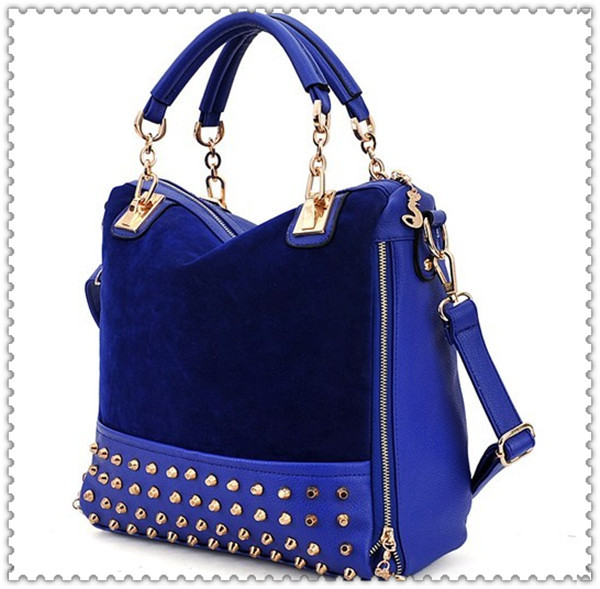 2013 New Rivet Package Stitching Flannel Bag Free Shipping Rivet Studded Messenger Bag Shoulder Bag Brand