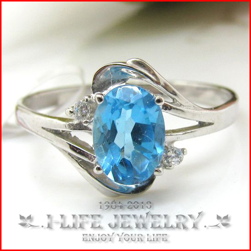 Fashion Jewelry Lady 925 Sterling Silver Natural Topaz Blue Topaz ...