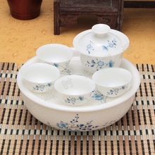 Hot selling new 2013 Travel tea set ceramic teaberries tea cover bowl cup orchid  the Chinese kung fu teaset