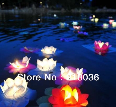 Wholesale 20 Pcs Floating Water Light Paper Candle Lotus Lanterns Wishing Lamp DIY Jewelry 30 cm