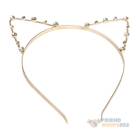  F9s Sexy Cat Ear Girl Head Band Beaded Hair Band Metal Fashion Gold Free Shipping