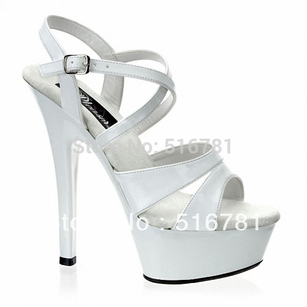 Ultrafine 15CM High Heeled Shoes Sandals White Bride Wedding Shoes Platform Steel Pipe Dance Shoes 6