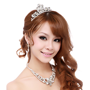 Bride zircon necklace three pieces set marriage fashion chain sets accessories crystal accessories brief free shipping