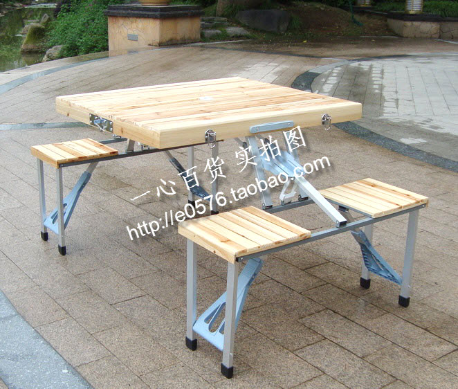 Wood Folding Table and Chairs