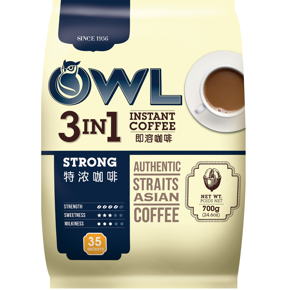 Owl owl coffee purview three in 700g instant coffee