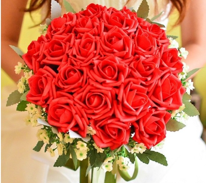 شحن جديدة خالية صول 24 جميلة مناسبات الزفاف باقة الزهور ارتفعت رؤوس 30 cm 6 ألوان الزهور الاصطناعية