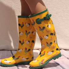 galoshes 2013 high quality turkey pattern women rainboots gumboots  rubber boots mid calf wellingtons galochas botas