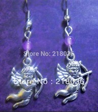 Wholesale Fashion 50 Pair Silver Cupid Cherub Charms Dangle Earrings For Women With Gift Box DIY