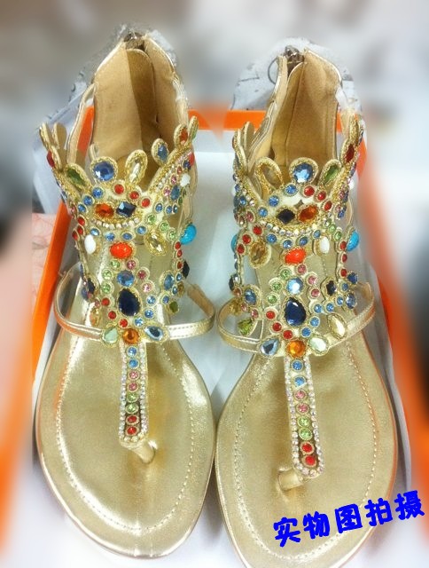 Rene caovilla rc flip flops gem rhinestone flat heel sandals indian shoes