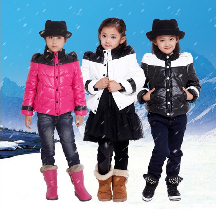 Retail High Quality Fashion Children Girl Pu Leather Jackets Coat Children Girls Fashion Pu Leather Thicken Wadded Jacket Kids Winter Coat Female Child Single On Outerwear 3colors