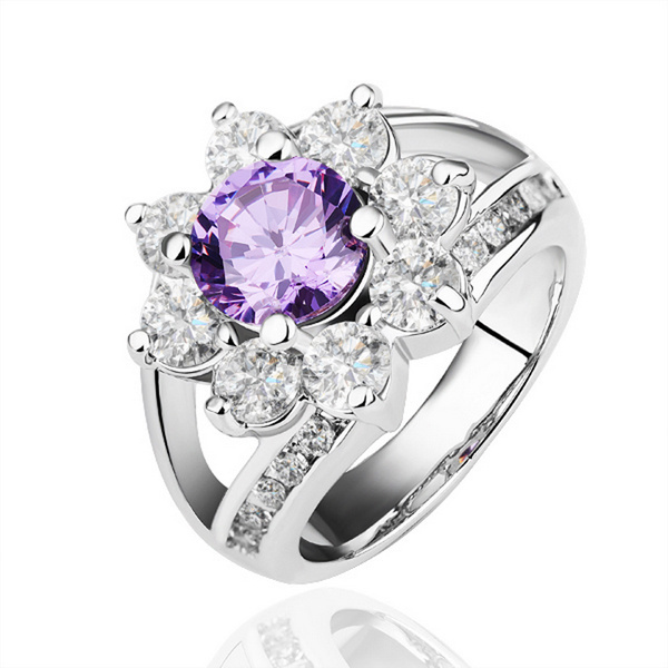 Flower Wedding Ring Fashion Women Jewelry Brand Swiss Cubic Zirconia ...