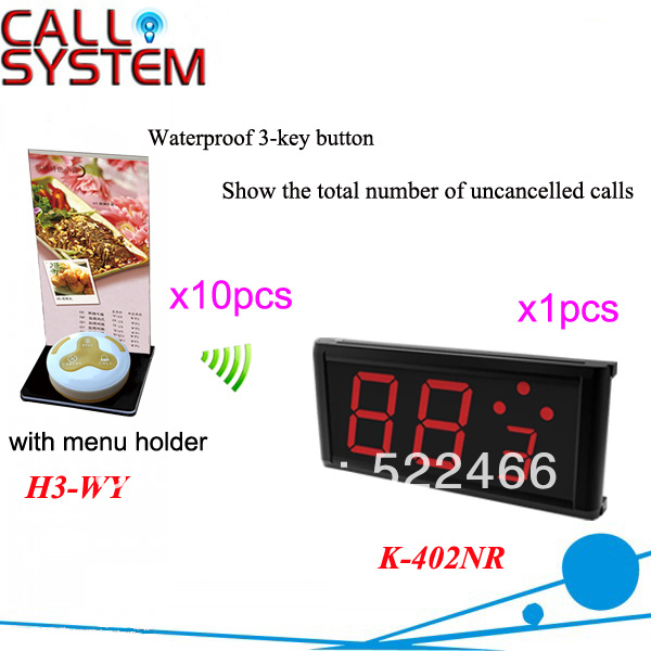 Pager Call System K 402NR H3 WY for restaurant service with call button and led display