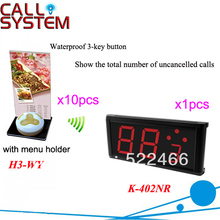 Pager Call System K-402NR+H3-WY for restaurant service with call button and led display DHL Shipping Free
