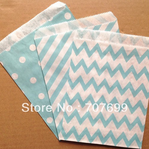 bags bags 5000pcs chevron favor bags.jpg kraft party  paper chevron blue paper paper treat bags