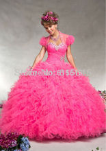 Amazing With Bolero Jacket Beadings Ruffle Organza Ball Gown Quinceanera Dress