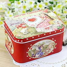 Free Shipping Fairy Tale Girl Storage Tin Box Candy Case Organizer Box Jewelry Box Sundries Finishing Case Retail