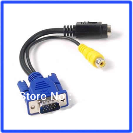 C182pcs/lot VGA Male to TV S-Video RCA AV Converter Cable Adapter(