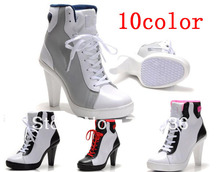 free shipping  High Heel Sneakers for women high top Casual Sport Dancing Shoes ankle boots  Brand Heels  plus size 41 42
