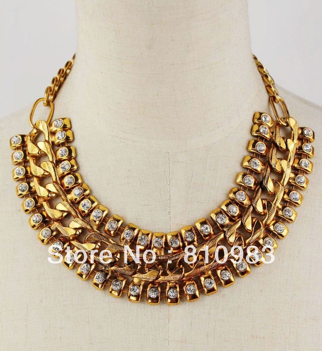 Wholesale-Jewelry-female-fashion-short-crystal-design-gold-chunky ...