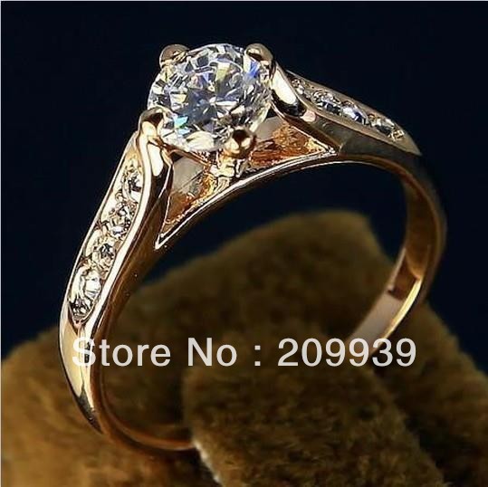 hj 0080 18K GP Rose Gold Element Crystal marriage Ring