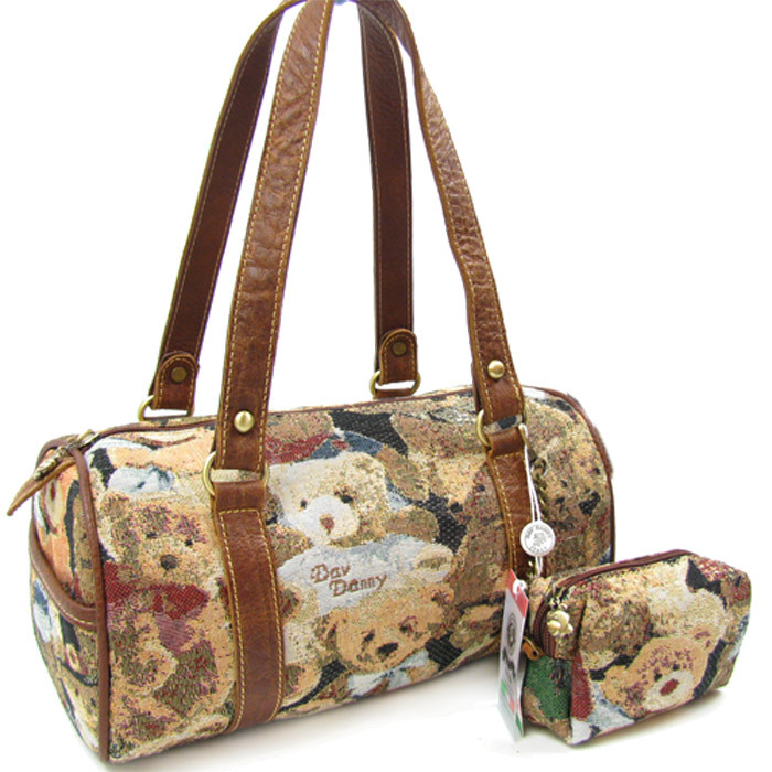 Princess sweet lolita bag Vintage beautiful embroidery bear bag cylinder style travel canvas shoulder bag w69